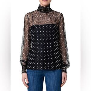 Akris Punto Polka Dot Lace Blouse size 10